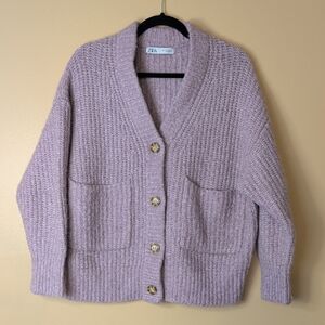 Zara Knit Purple Cardigan Size Small